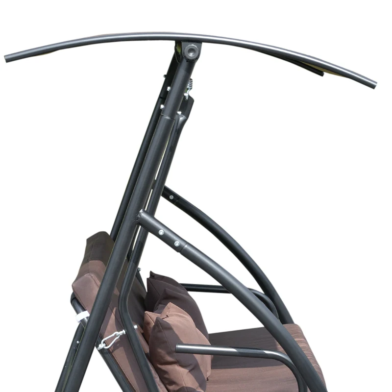 Outsunny hamak huśtawka ławka 3-osobowa ogrodowa z poduszką brązowa