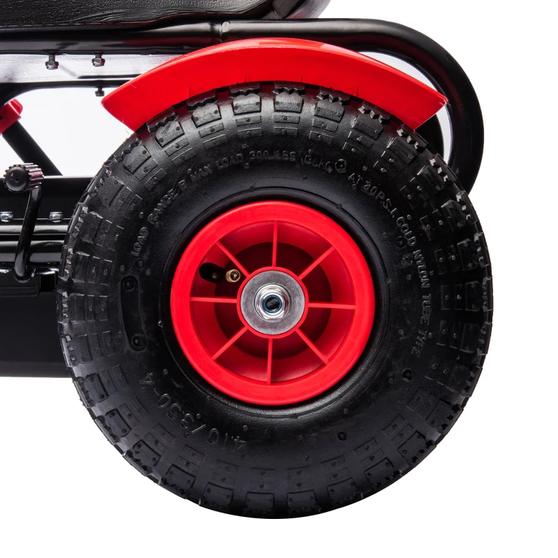 HOMCOM Go Kart a Pedali per Bambini 5-12 Anni con Sedile Regolabile e Freno a Mano, 121x58x61 cm, Rosso