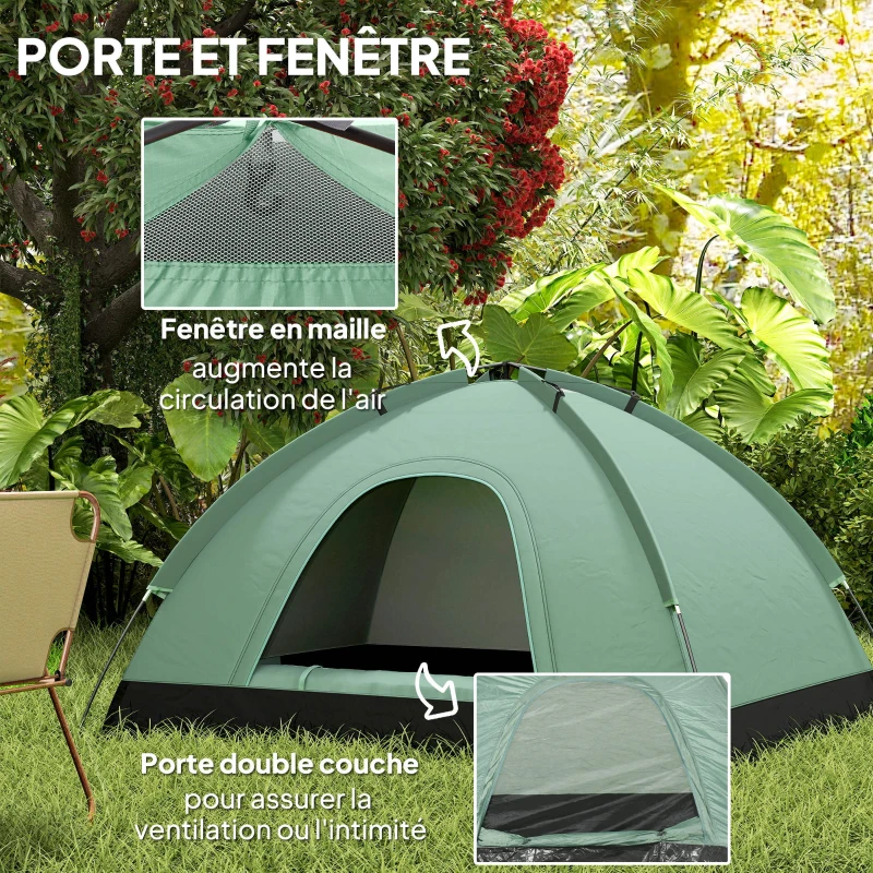 Outsunny Tente de camping 2 personnes camouflage tente dôme légère ventilée facile à monter avec portes zippées