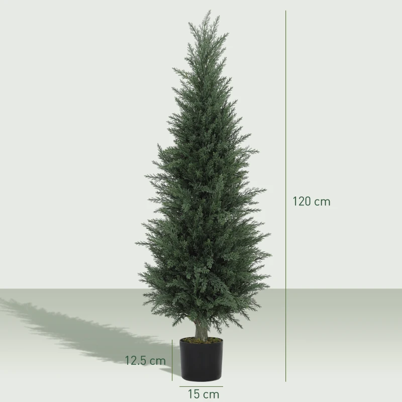 HOMCOM Set of Two Artificial Cypress Trees - Green