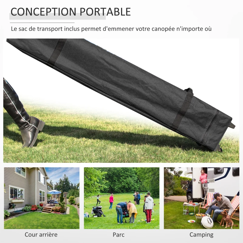 Outsunny Tonnelle pop-up tente de jardin barnum 3x3 m avec 4 parois latérales amovibles bleu