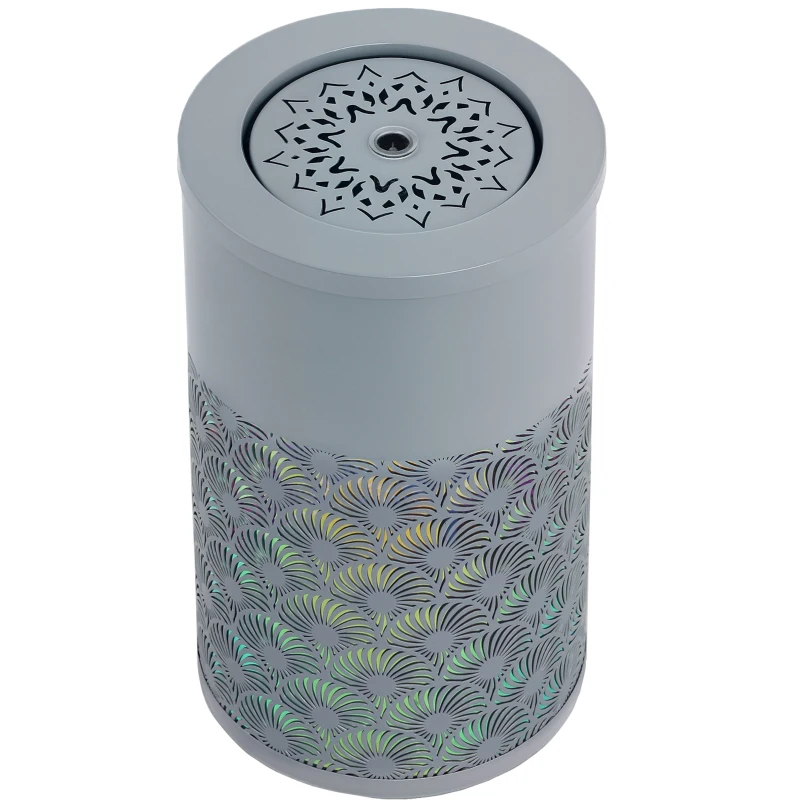 Outsunny 30 cm Tall Garden Waterfall Fountain with LED Lights and Pump, Garden Water Feature Water Fountain with Adjustable Flow and Cut-out Design for Indoor and Outdoor Decor, Light Grey