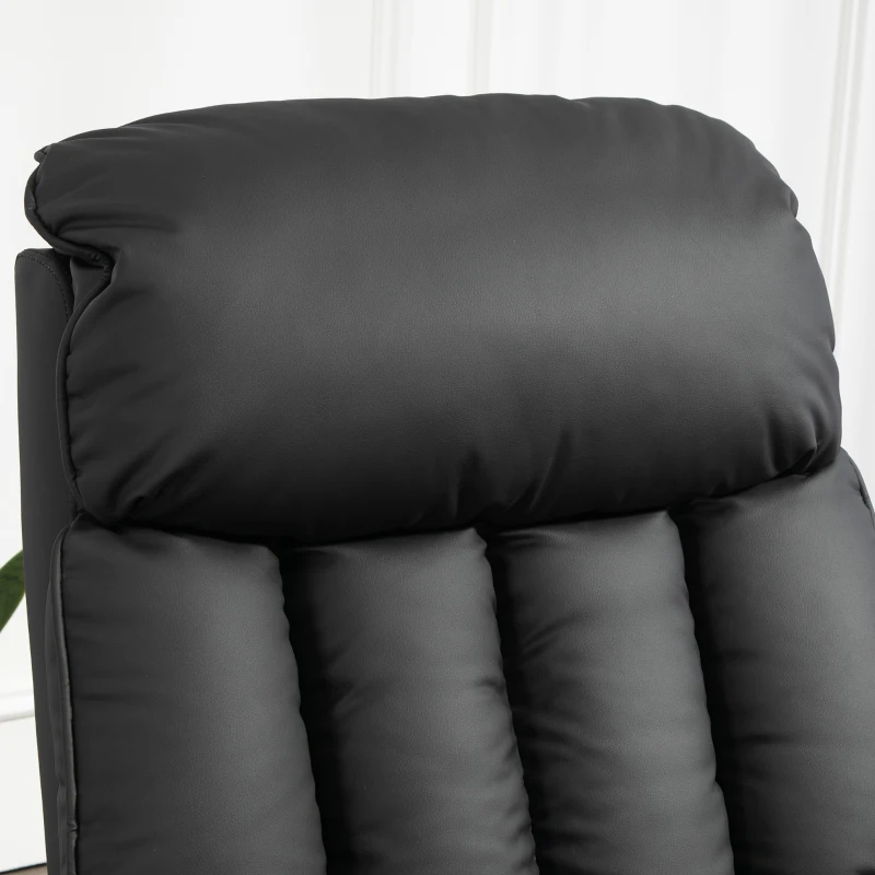 HOMCOM Elektrischer Aufstehsessel, Fernsehsessel, Sessel mit Aufstehhilfe, Liegefunktion, Kunstleder, 80 x 94 x 104 cm, Schwarz(m-9)