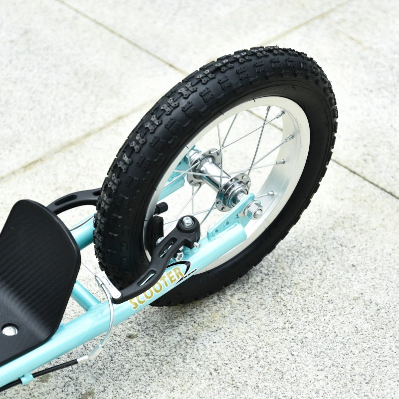 HOMCOM Trottinette pour enfants 5 à 12 ans 2 roues, patinette enfant avec hauteur réglable 120 x 58 x 85-95 cm bleu(m-9)