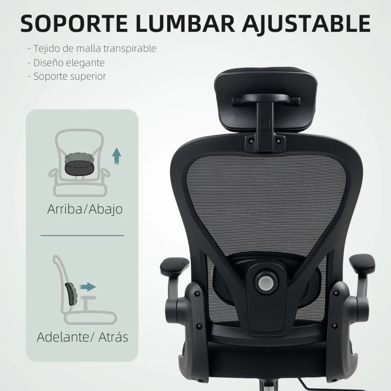 HOMCOM Conjunto de Oficina Incluye 1 Silla de Oficina de Malla Negro y 1 Alfombra Protectora 90x120 cm