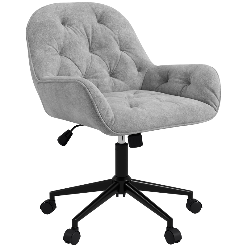 Fauteuil de bureau contemporain en velours gris avec accoudoirs - EZRA