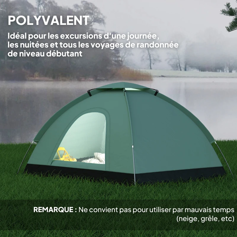 Outsunny Tente de camping 2 personnes camouflage tente dôme légère ventilée facile à monter avec portes zippées