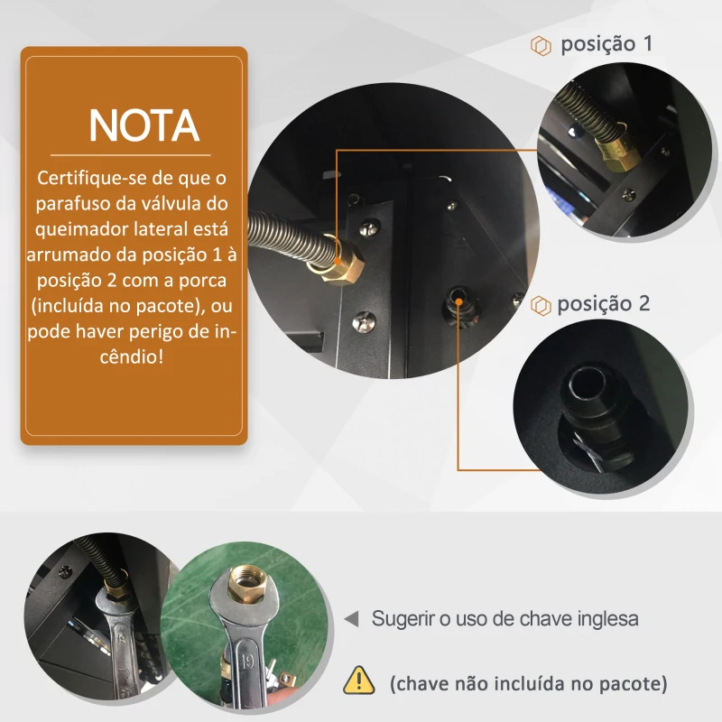 Outsunny Barbecue a Gás com 4+1 Queimadores 14,4KW Mesas Laterais Armário de Armazenamento Termômetro e 2 Rodas Aço Inoxidável 125x51x100cm Preto
