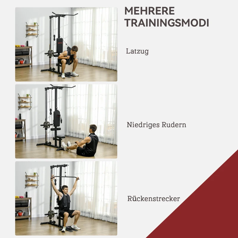 SPORTNOW Wieża do podciągania, siłownia domowa dla aktywnych, ćwiczenia na ramię, plecy, bez ciężarów, sprzęt fitness, stal, skóra ekologiczna, czarna