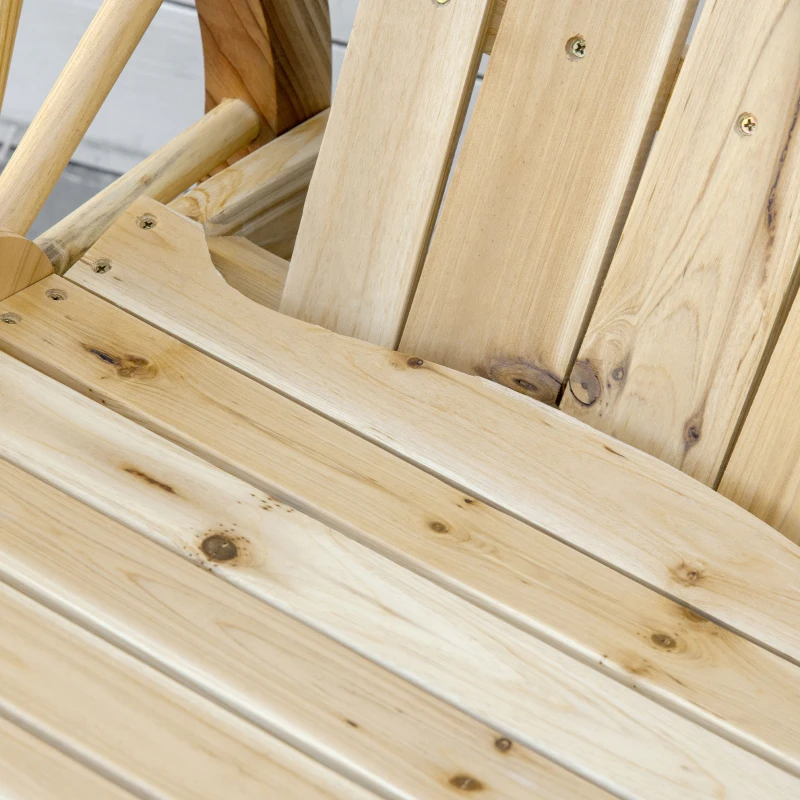 Outsunny 2 Piece Wooden Adirondack Rocking Chair Reclining Armchair Outdoor Garden Furniture Patio Porch Rocker - Natural