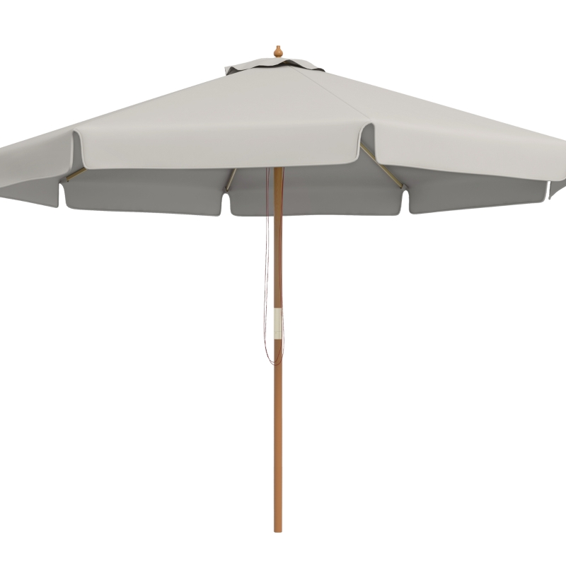 Outsunny Umbrelă de Grădină cu Corzi, Deschidere Reglabilă și Orificii de Ventilație, Ø325x250 cm, Gri