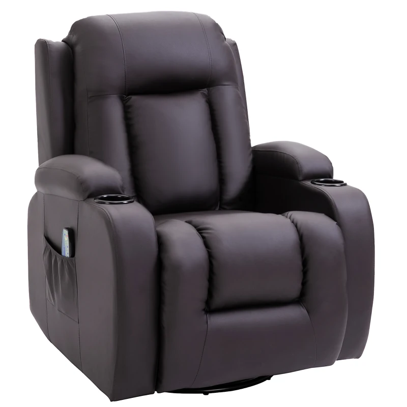 HOMCOM Fauteuil de Massage et Relaxation électrique Chauffant 360° pivotant inclinable manuellement Repose-Pied télécommande(m-11)