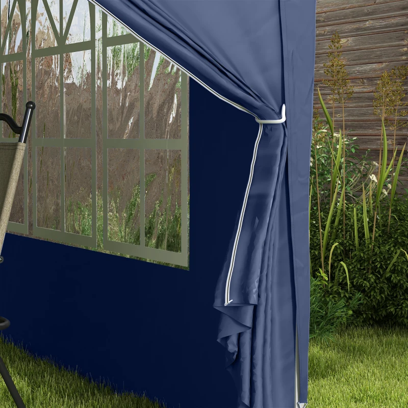 Outsunny Tenda de Jardim com Paredes Laterais Amovíveis Janelas Porta com Zíper e Bolsa de Transporte 295x295x195-258 cm Azul
