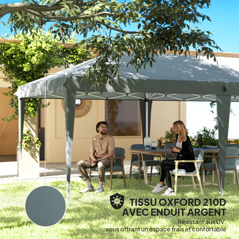 Outsunny Tonnelle 6 x 3 m barnum de jardin pop-up pliant sac inclus acier époxy oxford haute densité gris clair