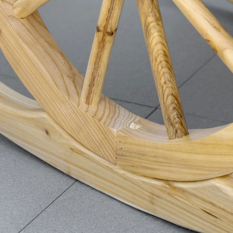 Outsunny Wooden Adirondack Rocking Chair Reclining Armchair Outdoor Garden Furniture Patio Porch Rocker - Natural