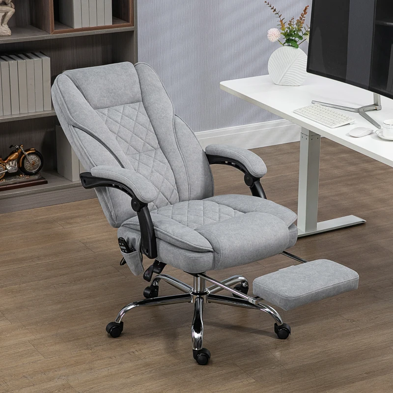 Vinsetto Ergonomischer Bürostuhl mit Massagefunktion, Fußstütze, drehbar, rollbar, Grau(m-9)
