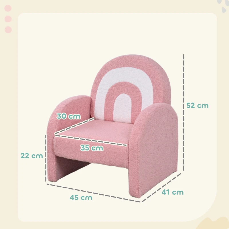 AIYAPLAY Fauteuil enfants canapé pour enfants en forme d'arc-en-ciel, mini canapé en tissu pelucheux pour garçons et filles, rose