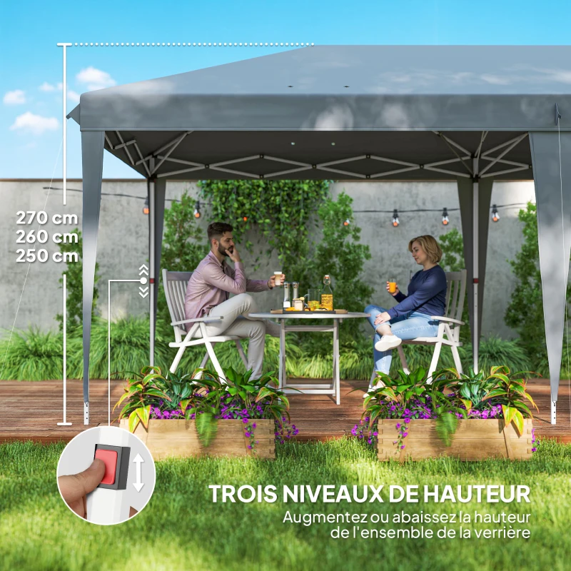 Outsunny Tonnelle 6 x 3 m barnum de jardin pop-up pliant sac inclus acier époxy oxford haute densité gris clair