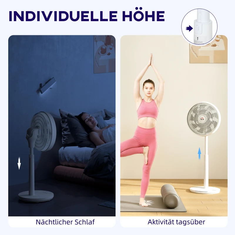 HOMCOM Wentylator, Klimatyzacja, 3 Tryby, Wyświetlacz LED, Oszylujący, Plastik, Biały
