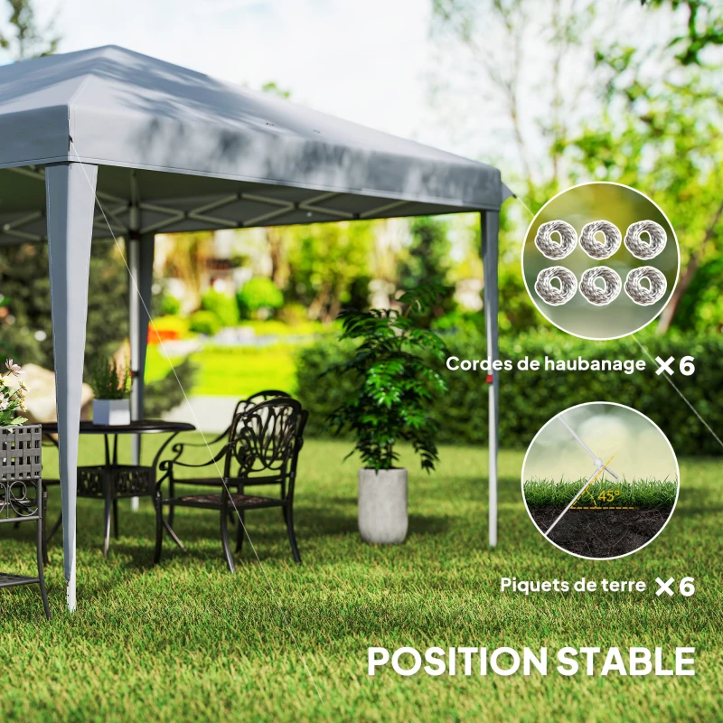 Outsunny Tonnelle 6 x 3 m barnum de jardin pop-up pliant sac inclus acier époxy oxford haute densité gris clair