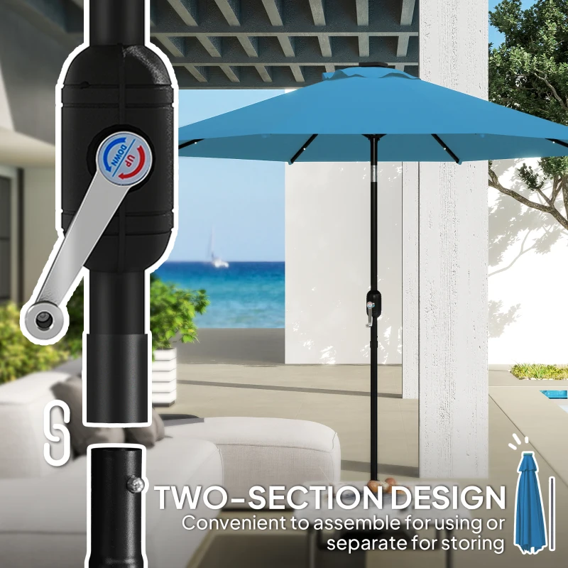 Outsunny 2.7m LED Light Parasol Umbrella - Blue