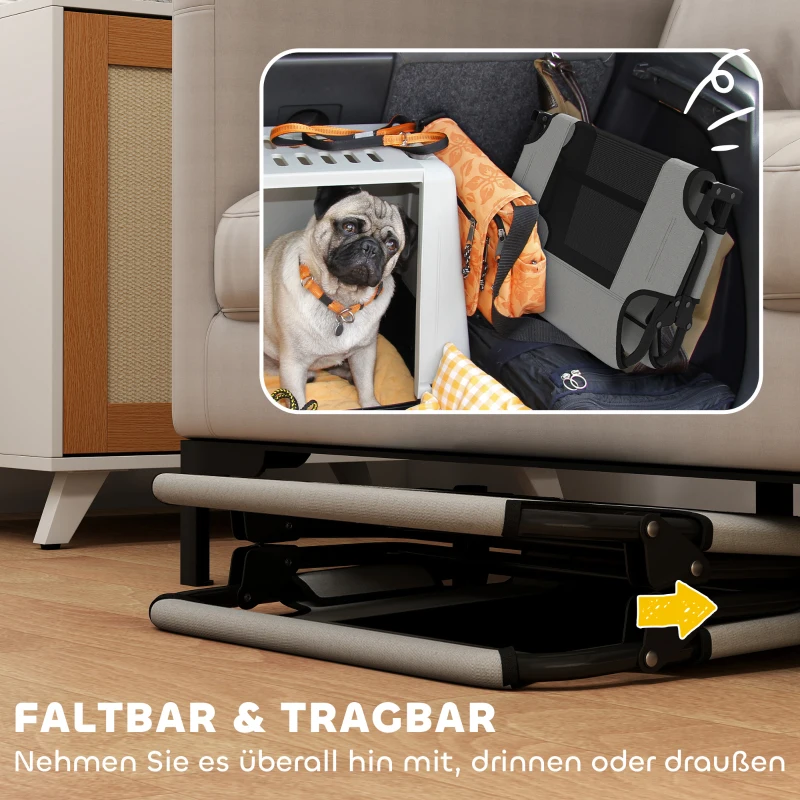 PawHut Erhöhtes Hundebett klappbar Haustierbett, Outdoor Hundeliege mit Netzdesign Hellgrau Oxford 75 x 51 x 18 cm