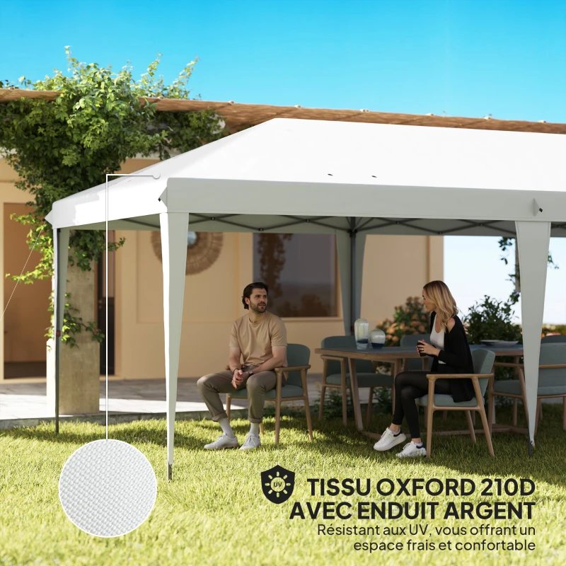 Outsunny Tonnelle 6 x 3 m barnum de jardin pop-up pliant sac inclus acier époxy oxford haute densité blanc