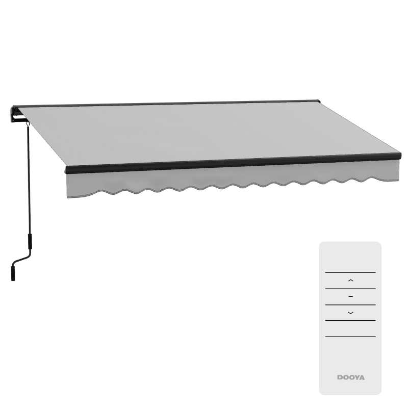 Outsunny 2.5 x 3.5m Aluminium Frame Electric Awning, with Remote - Light Grey