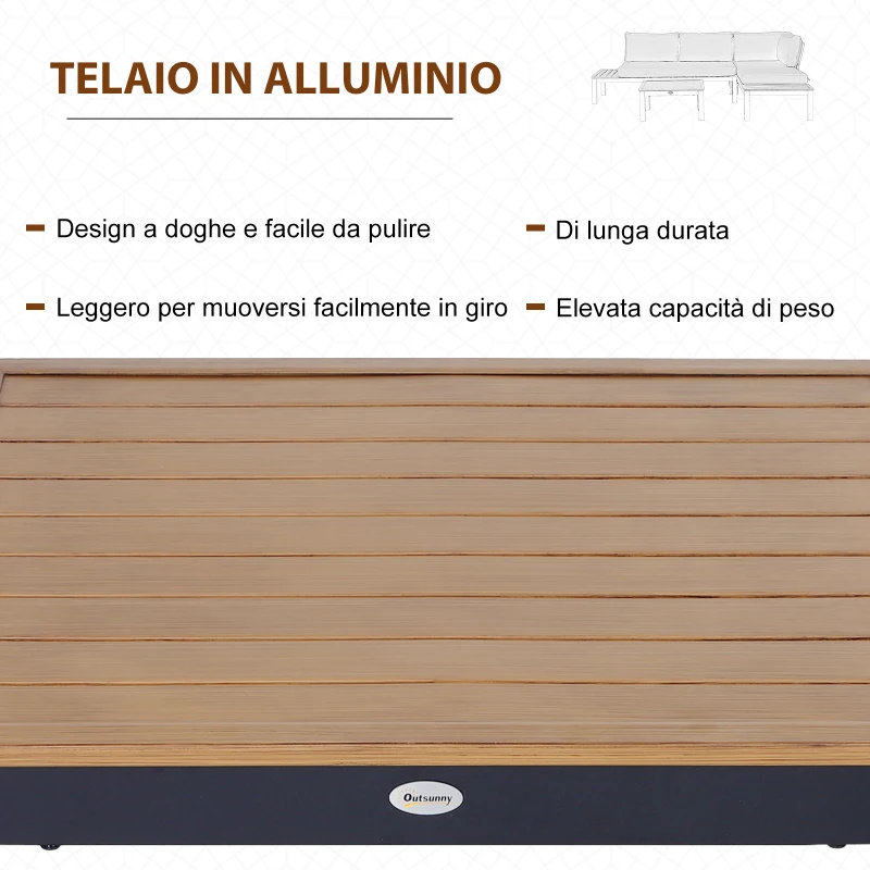 Outsunny Set da Giardino 3 Pezzi, 2 Divani a 2 Posti e 1 Tavolino da Caffè, in Alluminio, Grigio