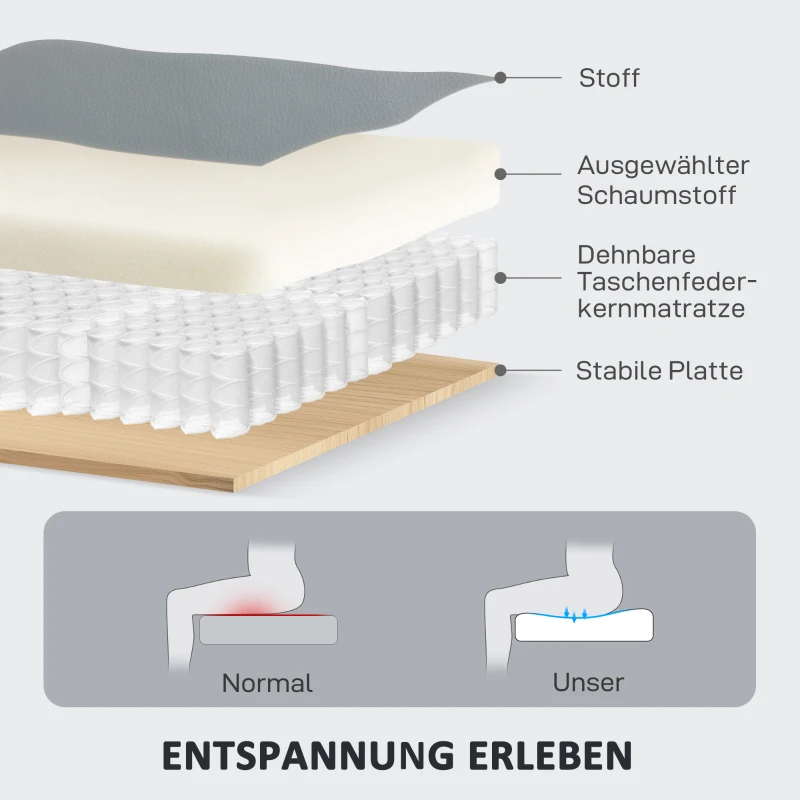 HOMCOM 3-Sitzer-Sofa, linker und rechter Sitz zurücklehnbar, anpassbare Fußstütze, Kunstlederbezug, für Wohnzimmer, Dunkelgrau(m-5)