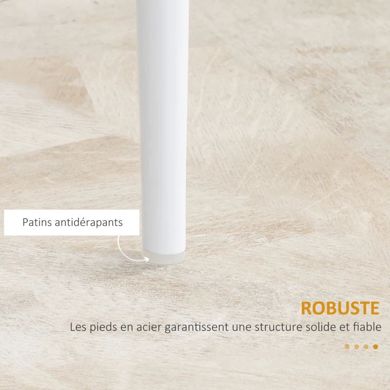 HOMCOM Lot de 4 chaises de salle à manger avec dossier haut, revêtement synthétique et pieds en acier, blanc