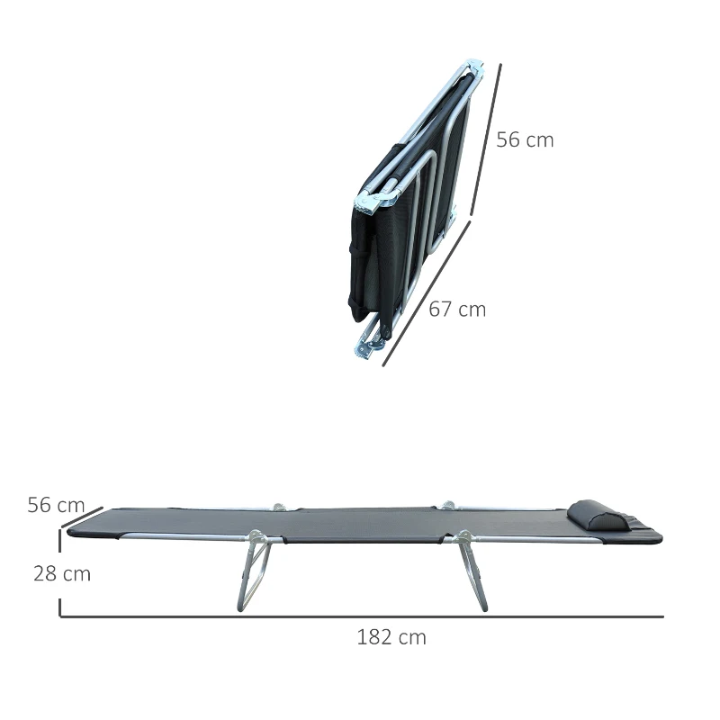 Outsunny Lettino Prendisole Pieghevole con Schienale Reclinabile e Cuscino, 182x56x24.5cm
