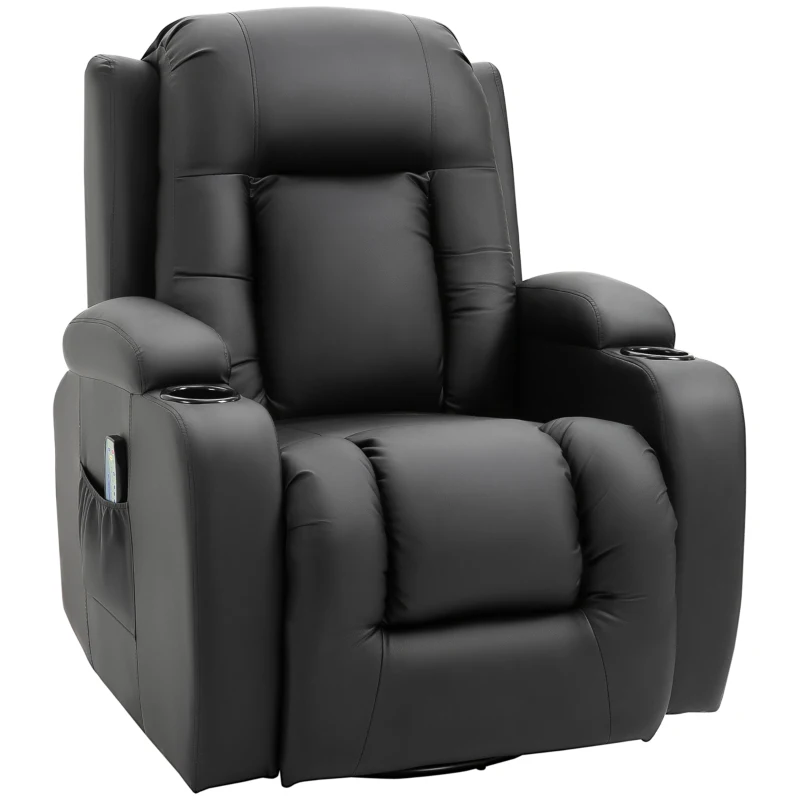 HOMCOM Fauteuil de Massage et Relaxation électrique Chauffant 360° pivotant inclinable manuellement Repose-Pied télécommande(m-11)