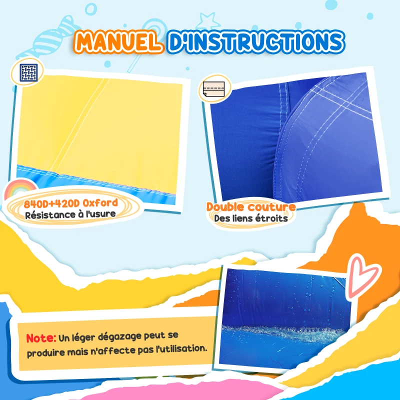 AIYAPLAY Château gonflable avec soufflerie parc aquatique toboggans, trampoline, mur d'escalade, canon, panier de basket