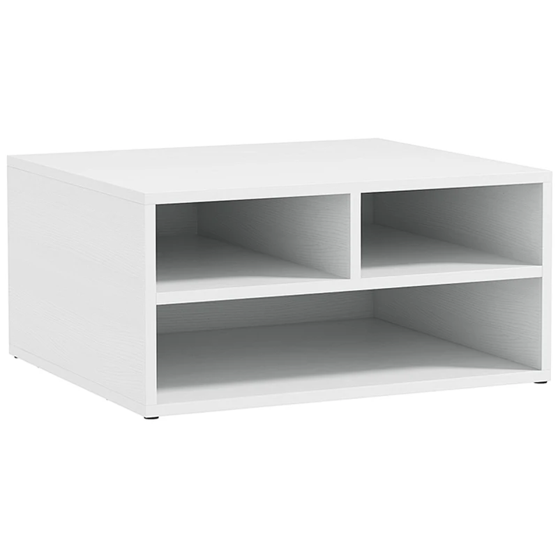 HOMCOM Organiseur bureau aspect blanc avec 3 compartiments fournitures support d'imprimante 47 x 40 x 22,5 cm