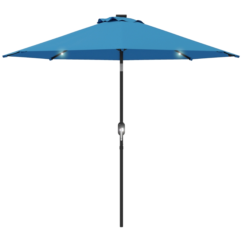 Outsunny 2.7m LED Light Parasol Umbrella - Blue