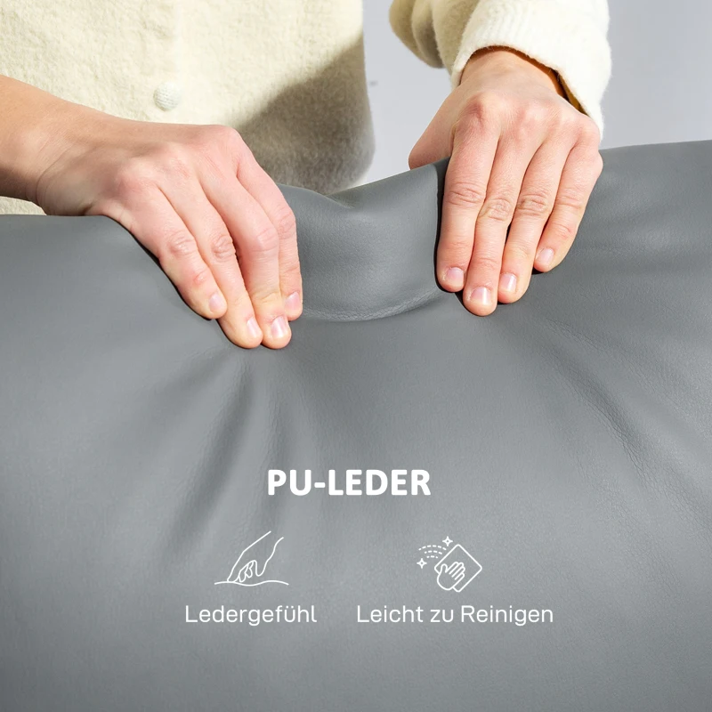 HOMCOM 3-Sitzer-Sofa, linker und rechter Sitz zurücklehnbar, anpassbare Fußstütze, Kunstlederbezug, für Wohnzimmer, Dunkelgrau(m-8)
