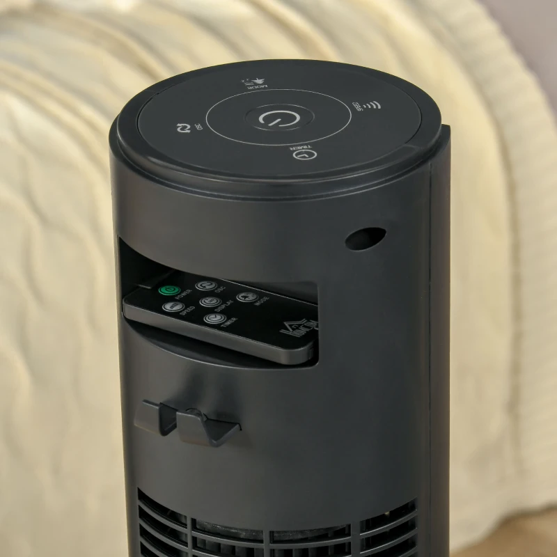 HOMCOM Ventilateur colonne silencieux oscillation 70° minuterie 12h 4 modes 3 vitesses 45W 31,5 x 31,5 x 96 cm noir