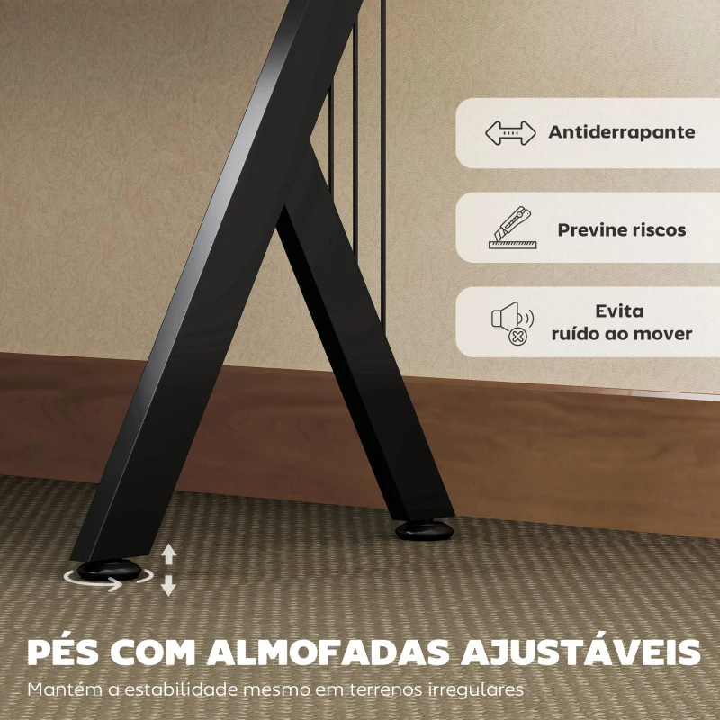 HOMCOM Secretária para PC Computador Secretária de canto angular para escritório 155x130x76cm Madeira preta
