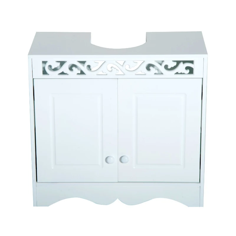 HOMCOM Armário de banheiro baixo para lavatório com 2 portas e prateleiras 60x30x56cm Branco