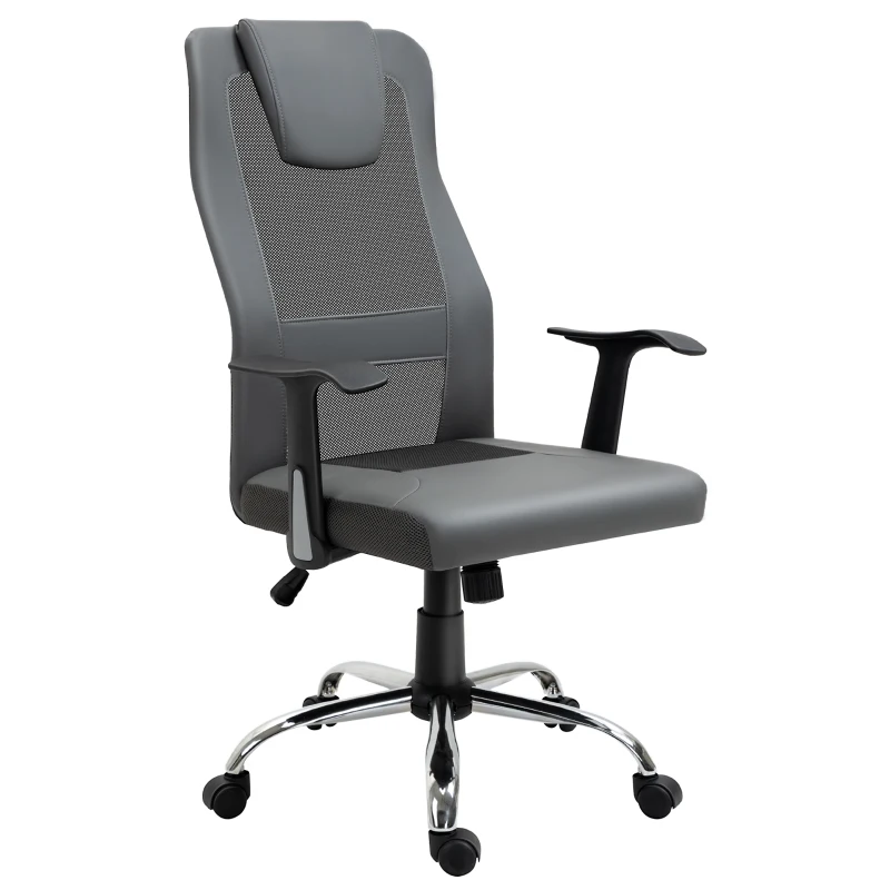Vinsetto Chaise de Bureau Ergonomique Fauteuil de Bureau pivotant, hauteur réglable, Dossier en maille respirante, revêtement en Nylon synthétique Gris