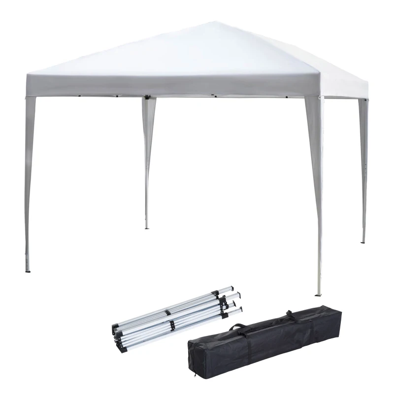 Outsunny Tonnelle de jardin extérieur 3x3m Tonnelle pliante Pop up Tente Pliable Barnum de Jardin Pliant Anti-UV + Sac de Transport Acier Oxford Blanc