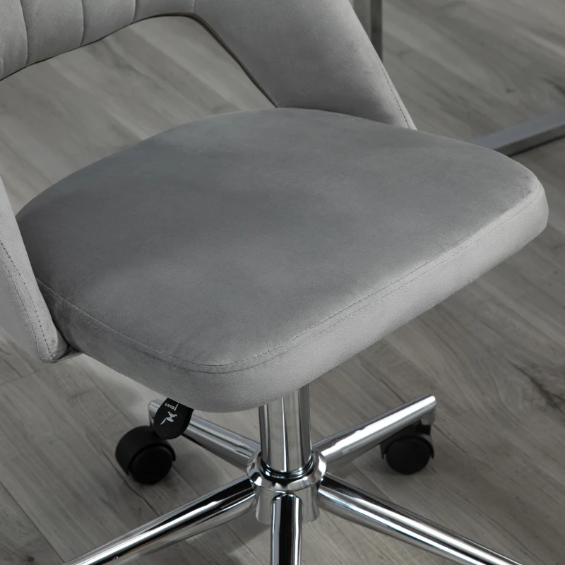 Vinsetto Sedia da Ufficio Ergonomica e Girevole, Sedia Imbottita per Scrivania con Altezza Regolabile, Grigio 49x60x79-91cm