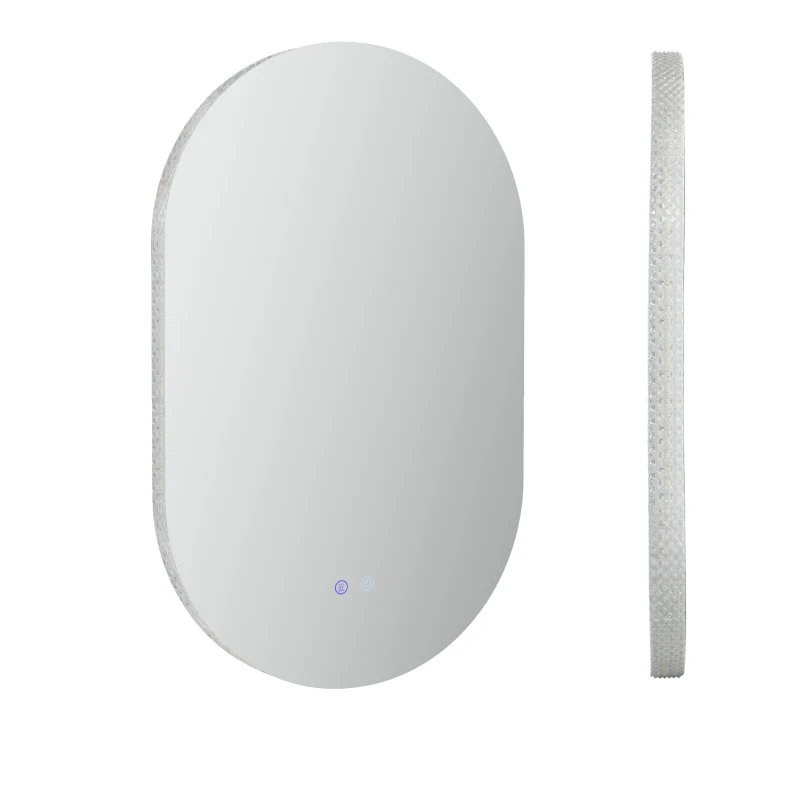 kleankin Oglindă de Perete cu Lumină LED în 3 Culori și Funcție Anti-Aburire, 81x51x4.5 cm, Transparent