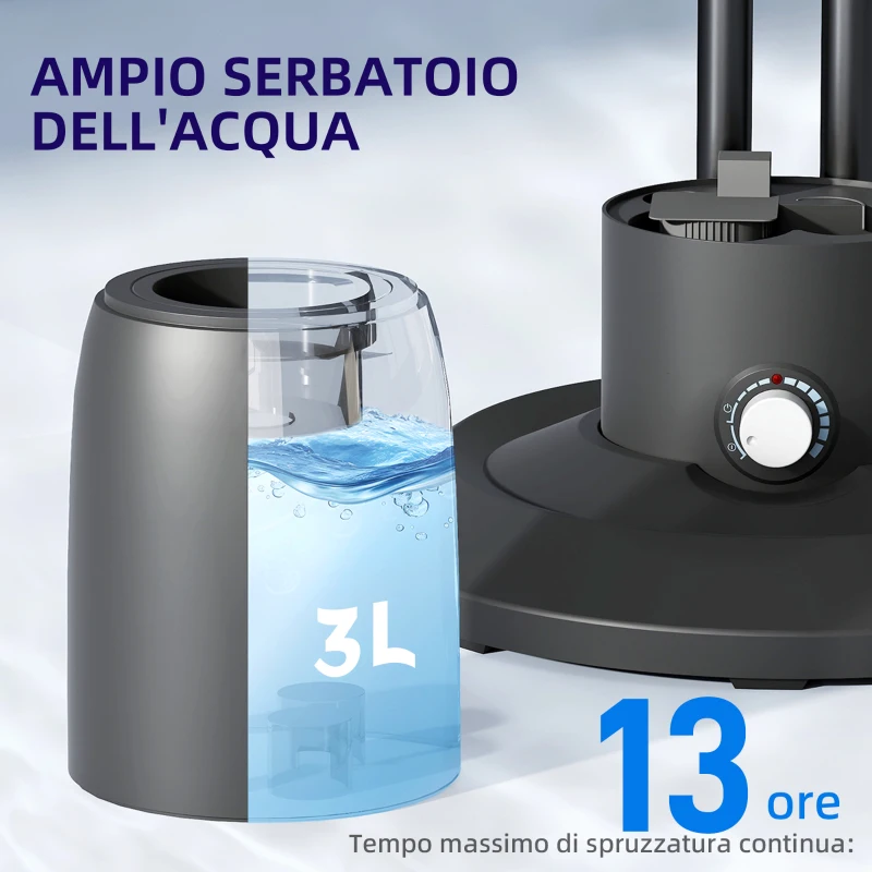 HOMCOM Ventilatore Nebulizzatore a 3 Velocità, Oscillazione 75° e Nebulizzazione Regolabile, Nero