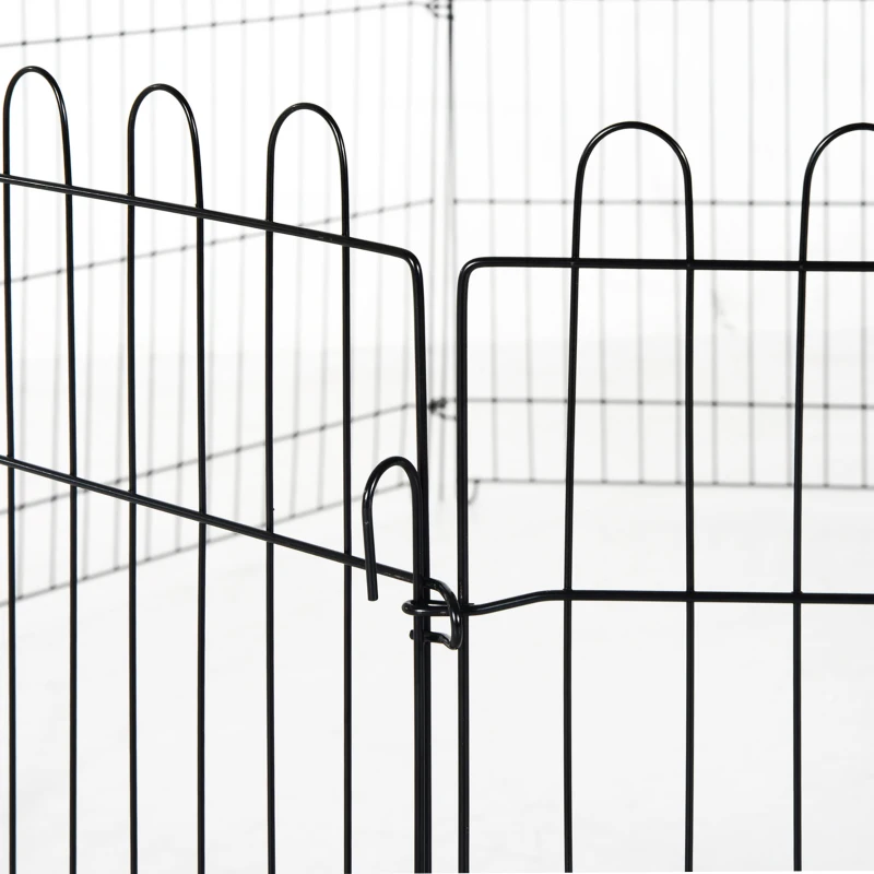 PawHut Parque para Animais de Estimação com 8 Paineis 71x61cm Dobrável Cerca para Animais de Estimação com Porta com Trava para Jardim Pátio Exterior Preto