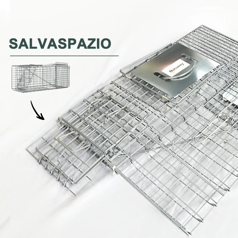 Outsunny Trappola per Ratti, Topi e Nutrie Pieghevole in Acciaio