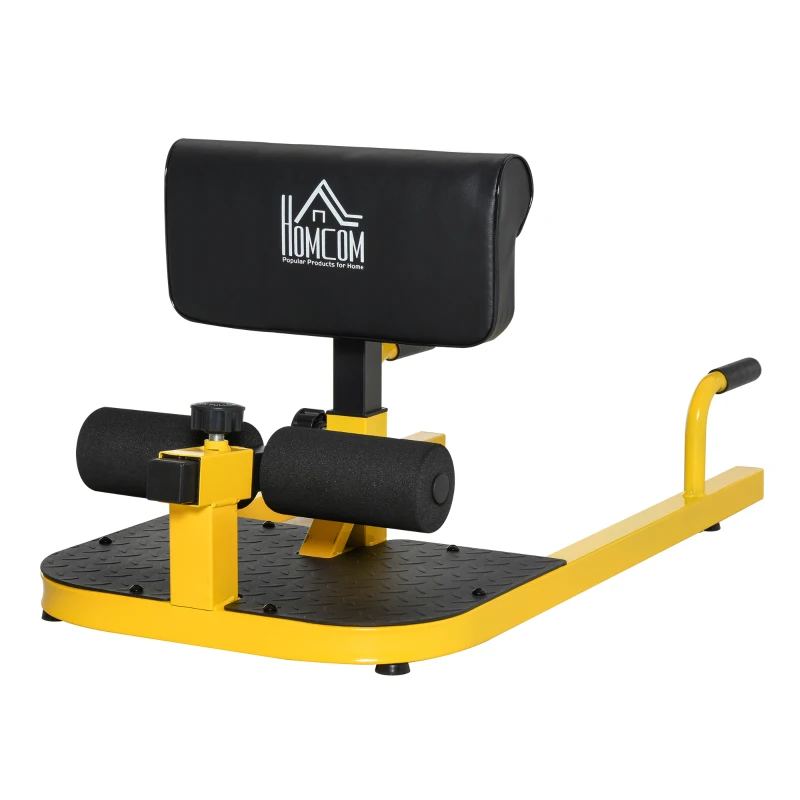 HOMCOM Aparat pentru Genuflexiuni 3 în 1 pentru Picioare, Abdominale și Flotări, 50x97x44,5-56,5 cm, Galben
