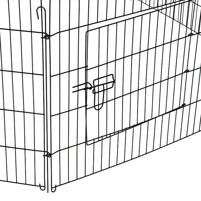 PawHut Parque para Animais de Estimação com 8 Paineis 71x76cm Dobrável Cerca para Animais de Estimação com Porta com Trava para Jardim Pátio Exterior Preto