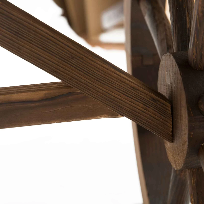 Outsunny Gartentisch, Balkontisch, Holztisch, Räderform, Witterungsbeständig, Massivholz, Natur, 110 x B60 x H65 cm